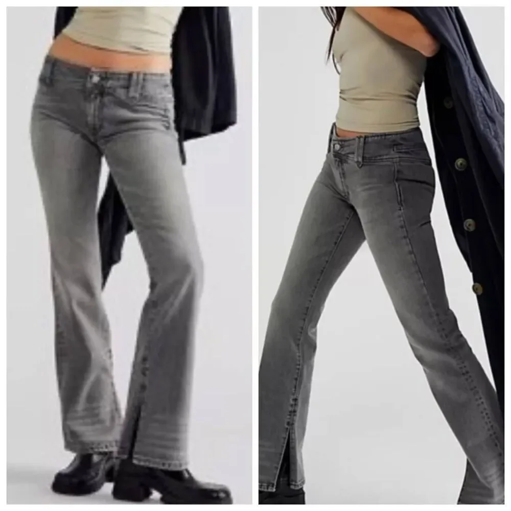 Free People Stillwater Low Rise Slim Flare Jeans Gray Size 30 - Picture 2 of 12